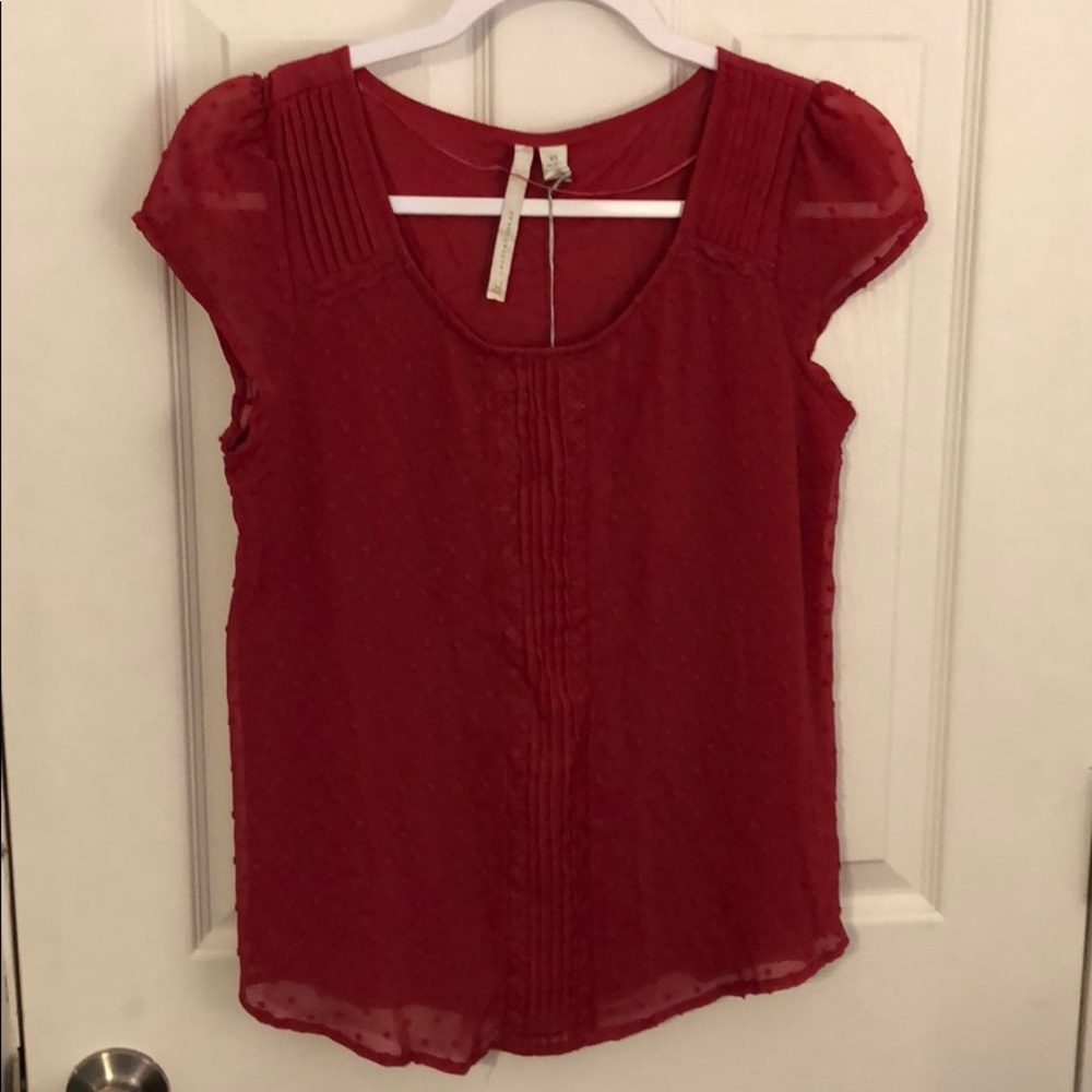 Swiss dot bright pink top